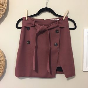 ChicWish Mauve Asymmetrical Belted Mini Skirt